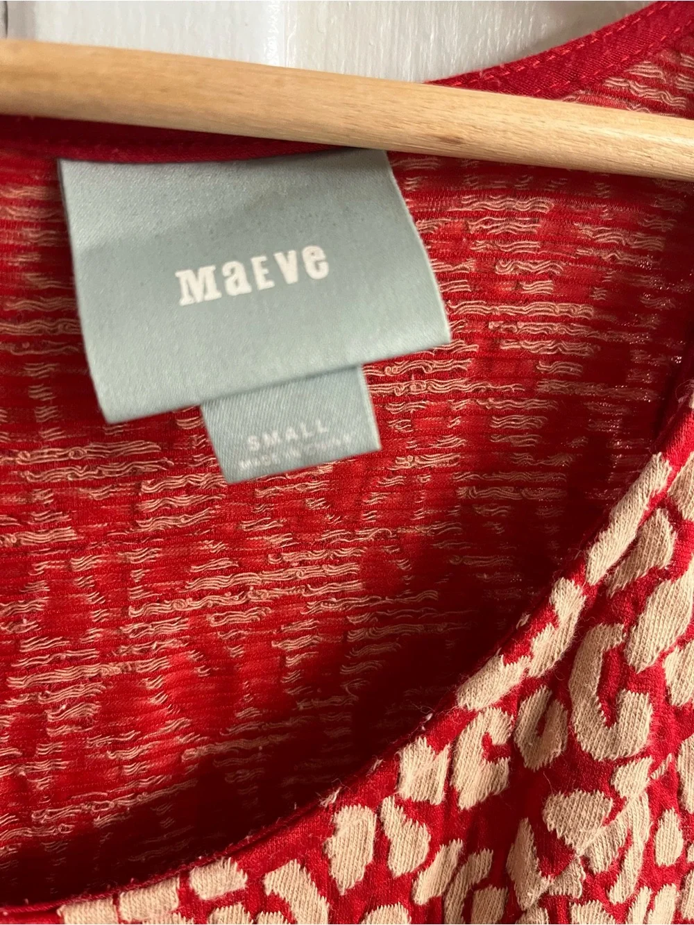 Maeve anthropology Red and Cream Sleeveless Patterned Tank Dress